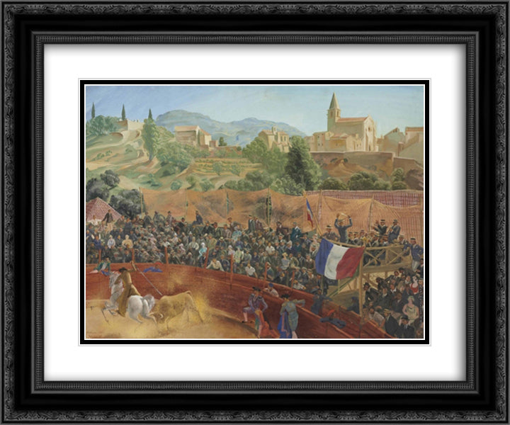 Bullfighting 24x20 Black Ornate Wood Framed Art Print Poster with Double Matting by Jacovleff, Alexandre