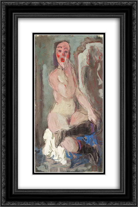 Nude 16x24 Black Ornate Wood Framed Art Print Poster with Double Matting by Jacovleff, Alexandre