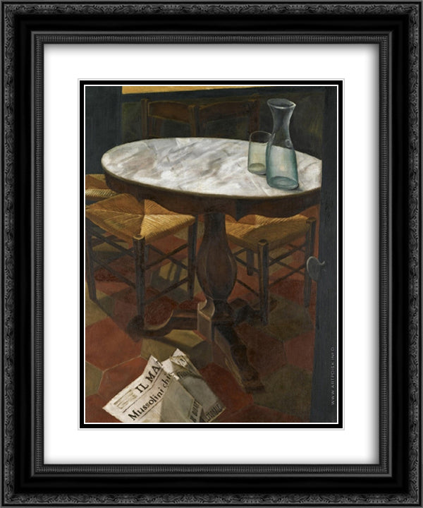 Still Life with a Table 20x24 Black Ornate Wood Framed Art Print Poster with Double Matting by Jacovleff, Alexandre