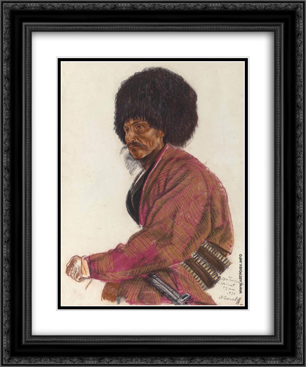 Turkmen. Khairat 20x24 Black Ornate Wood Framed Art Print Poster with Double Matting by Jacovleff, Alexandre