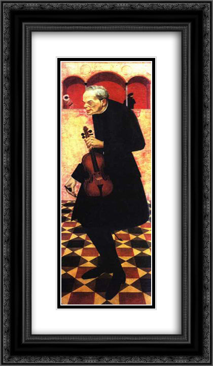 Violinist 14x24 Black Ornate Wood Framed Art Print Poster with Double Matting by Jacovleff, Alexandre