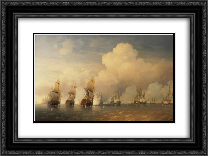 Battle of Krasnaya Gorka 24x18 Black Ornate Wood Framed Art Print Poster with Double Matting by Bogolyubov, Alexey