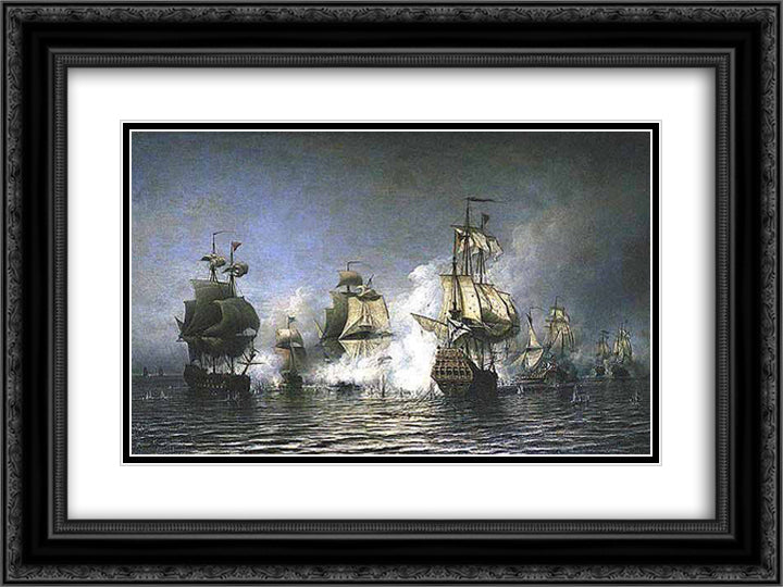 Battle of Osel Island 24x18 Black Ornate Wood Framed Art Print Poster with Double Matting by Bogolyubov, Alexey