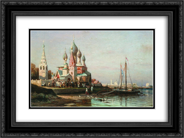 Easter procession in Yaroslavl 24x18 Black Ornate Wood Framed Art Print Poster with Double Matting by Bogolyubov, Alexey