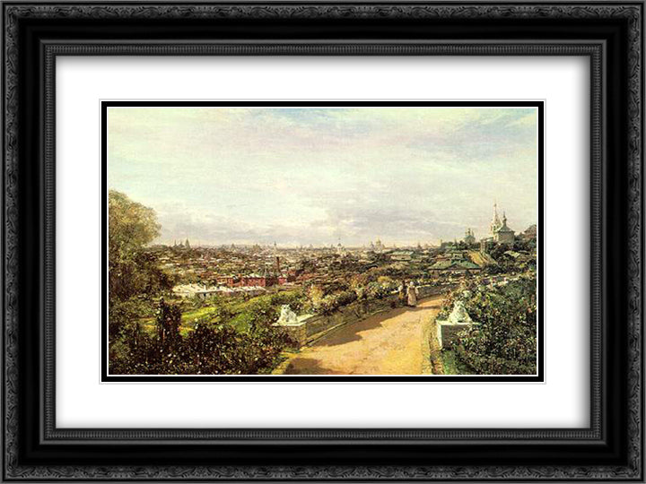 View of Moscow from the house of G.I. Chludov 24x18 Black Ornate Wood Framed Art Print Poster with Double Matting by Bogolyubov, Alexey