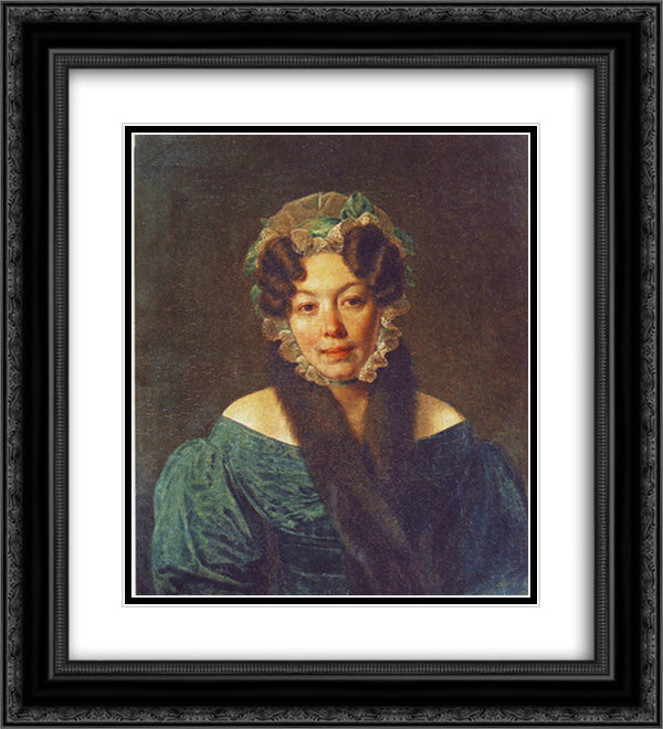 Portrait of M. M. Philosophova 20x22 Black Ornate Wood Framed Art Print Poster with Double Matting by Venetsianov, Alexey