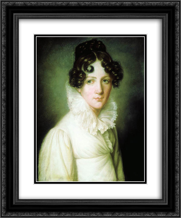 Portrait of Natalia Pavlovna Stroganova 20x24 Black Ornate Wood Framed Art Print Poster with Double Matting by Venetsianov, Alexey