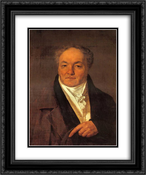 Portrait of P. I. Milyukov 20x24 Black Ornate Wood Framed Art Print Poster with Double Matting by Venetsianov, Alexey
