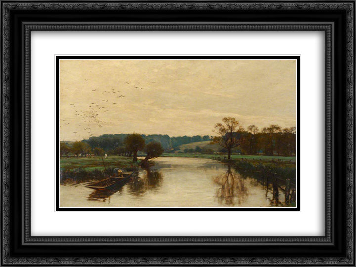 Morning on the Kennet 24x18 Black Ornate Wood Framed Art Print Poster with Double Matting by Parsons, Alfred