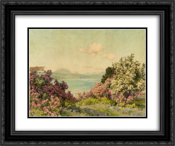 The Narrows at Rosneath and the Gareloch 24x20 Black Ornate Wood Framed Art Print Poster with Double Matting by Parsons, Alfred