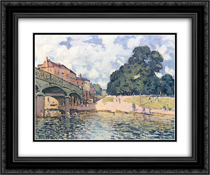His at Suresne 24x20 Black Ornate Wood Framed Art Print Poster with Double Matting by Sisley, Alfred