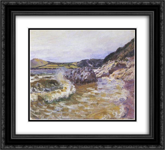 Lady s Cove 22x20 Black Ornate Wood Framed Art Print Poster with Double Matting by Sisley, Alfred