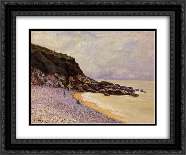 Lady s Cove before the Storm (Hastings) 24x20 Black Ornate Wood Framed Art Print Poster with Double Matting by Sisley, Alfred