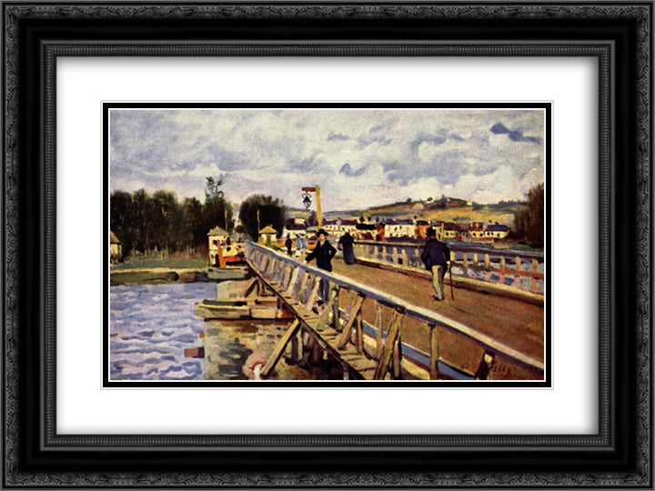 Langland Bay 24x18 Black Ornate Wood Framed Art Print Poster with Double Matting by Sisley, Alfred