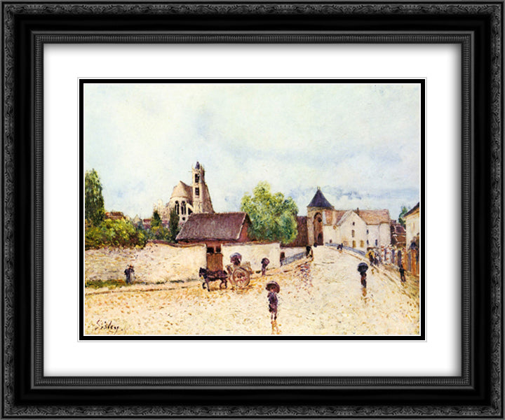 Loing at Moret in the rain 24x20 Black Ornate Wood Framed Art Print Poster with Double Matting by Sisley, Alfred