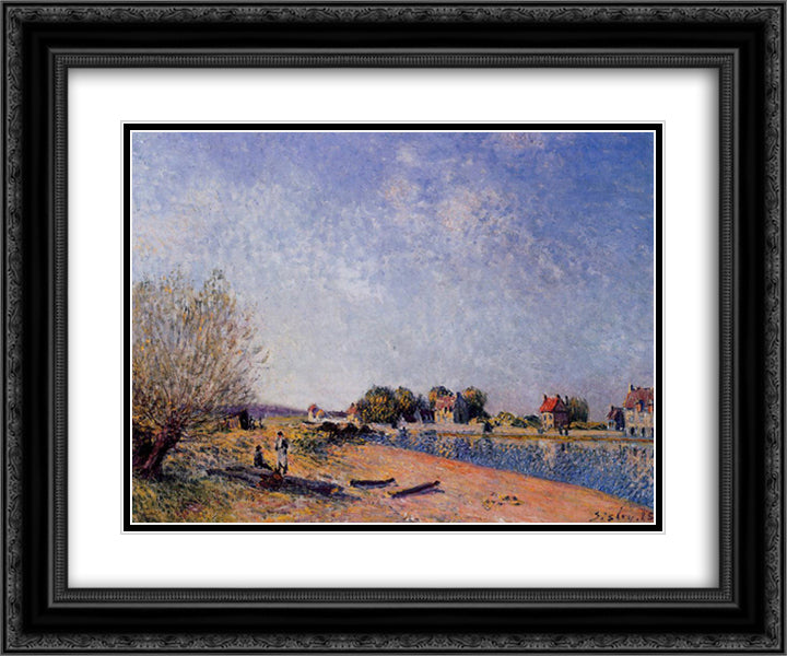 Loing Canal at Saint Mammes 24x20 Black Ornate Wood Framed Art Print Poster with Double Matting by Sisley, Alfred