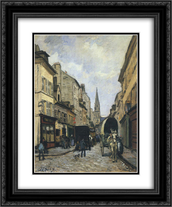 Main Street in Argenteuil 20x24 Black Ornate Wood Framed Art Print Poster with Double Matting by Sisley, Alfred
