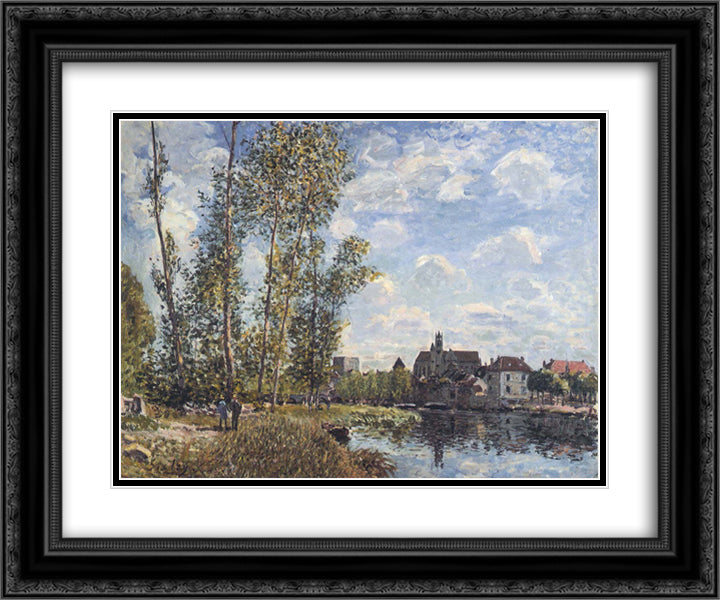 May Afternoon on the Loing 24x20 Black Ornate Wood Framed Art Print Poster with Double Matting by Sisley, Alfred