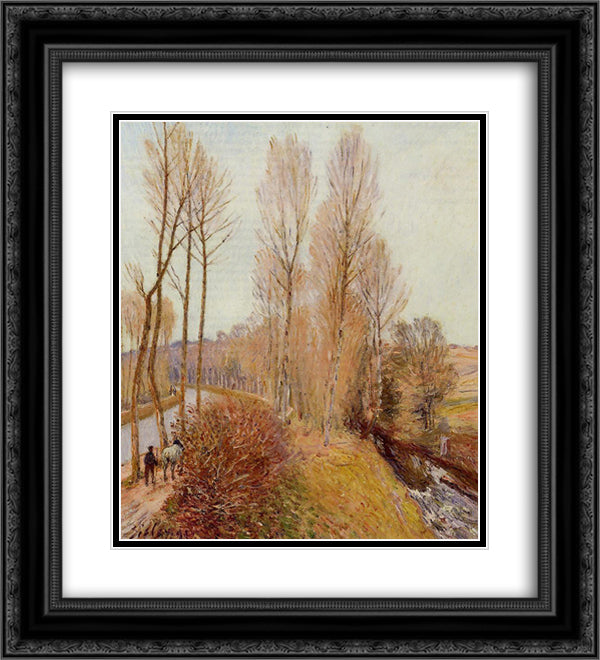 Path along the Loing Canal 20x22 Black Ornate Wood Framed Art Print Poster with Double Matting by Sisley, Alfred