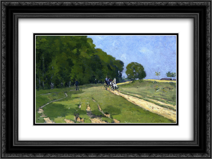 Path near the Parc de Courances 24x18 Black Ornate Wood Framed Art Print Poster with Double Matting by Sisley, Alfred