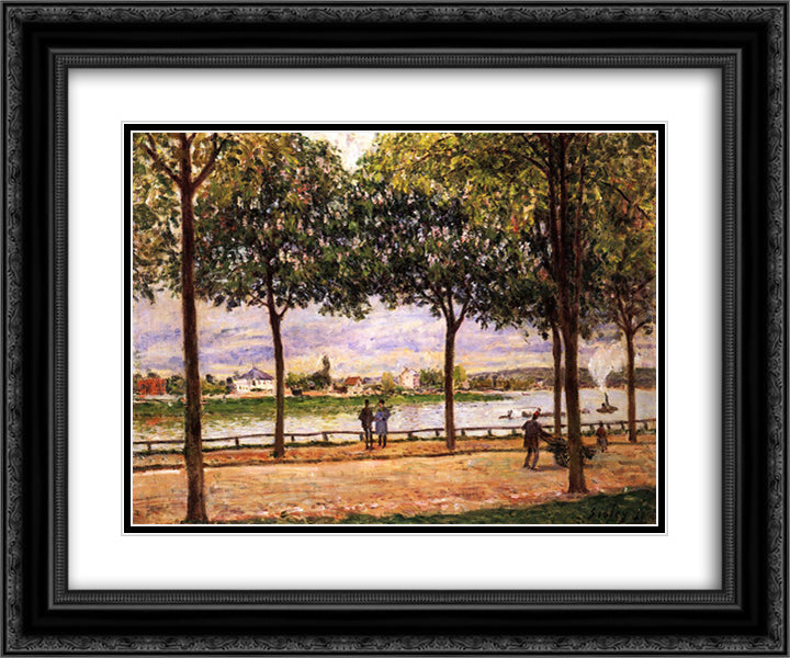 Promenade of Chestnut Trees 24x20 Black Ornate Wood Framed Art Print Poster with Double Matting by Sisley, Alfred