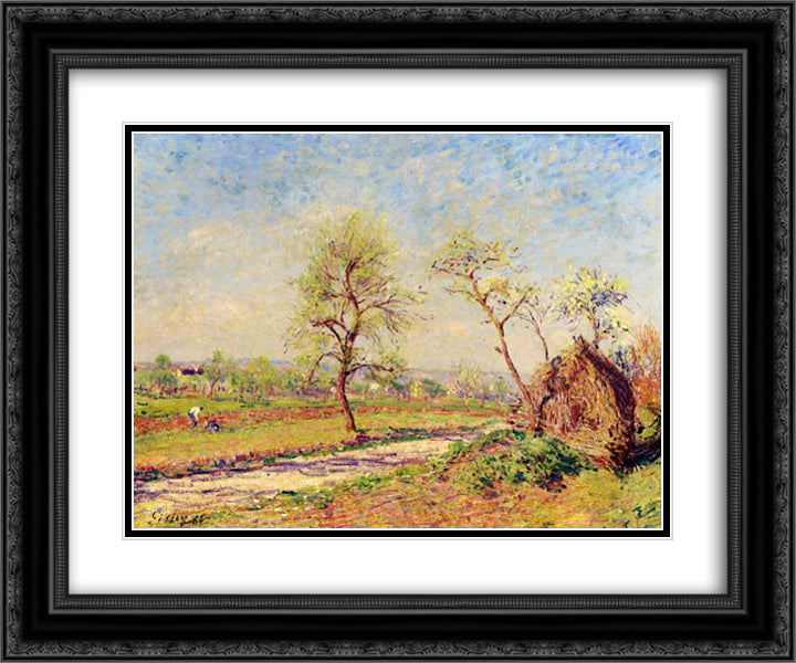 Road at Veneux 24x20 Black Ornate Wood Framed Art Print Poster with Double Matting by Sisley, Alfred