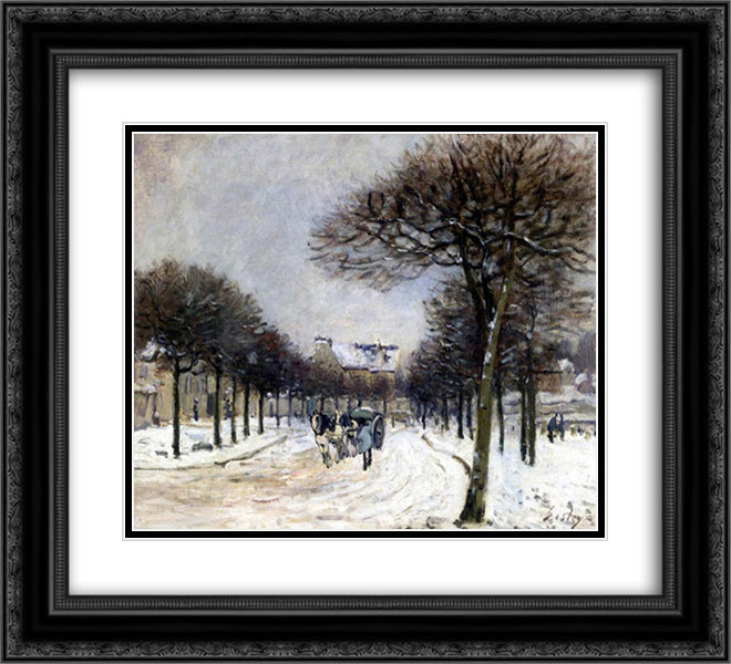 Road from Saint Germain to Marly 22x20 Black Ornate Wood Framed Art Print Poster with Double Matting by Sisley, Alfred