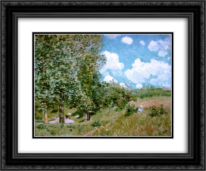 Road from Versailles to Saint Germain 24x20 Black Ornate Wood Framed Art Print Poster with Double Matting by Sisley, Alfred