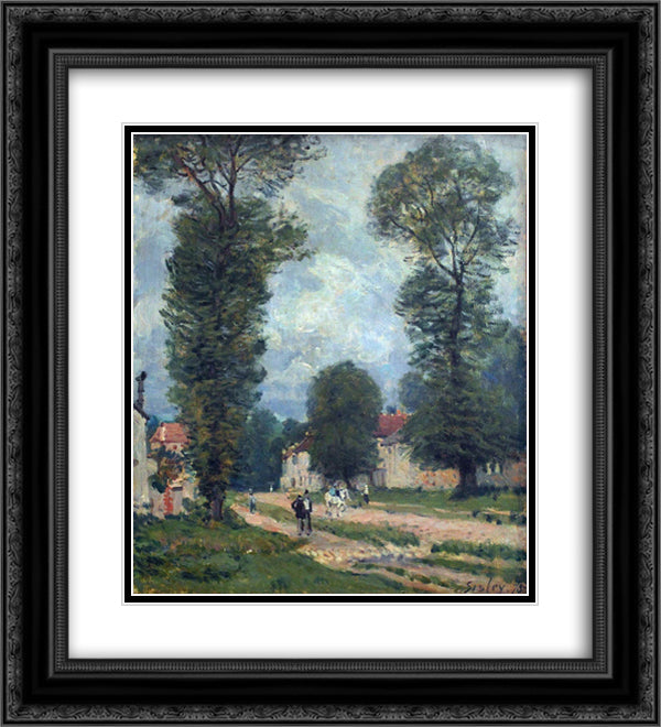 Route to Versailles 20x22 Black Ornate Wood Framed Art Print Poster with Double Matting by Sisley, Alfred
