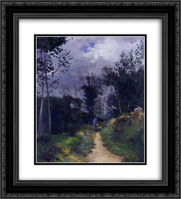 Rural Guardsman in the Fountainbleau Forest 20x22 Black Ornate Wood Framed Art Print Poster with Double Matting by Sisley, Alfred