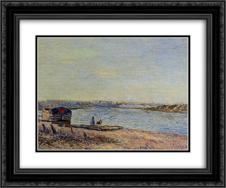 The Hills of Veneux, Seen from Saint Mammes 24x20 Black Ornate Wood Framed Art Print Poster with Double Matting by Sisley, Alfred