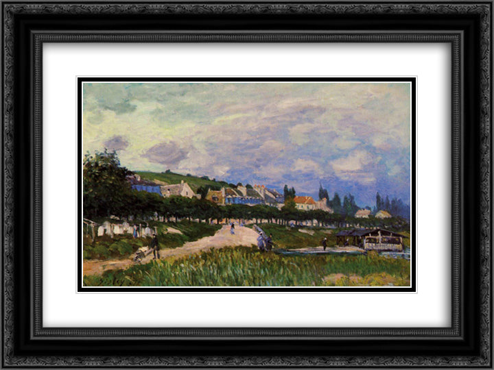 The Laundry 24x18 Black Ornate Wood Framed Art Print Poster with Double Matting by Sisley, Alfred