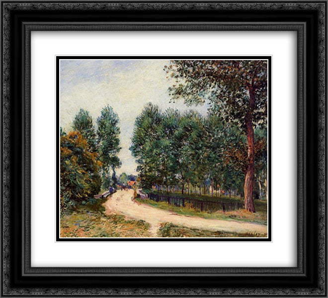 The Path from Saint Mammes, Morning 22x20 Black Ornate Wood Framed Art Print Poster with Double Matting by Sisley, Alfred