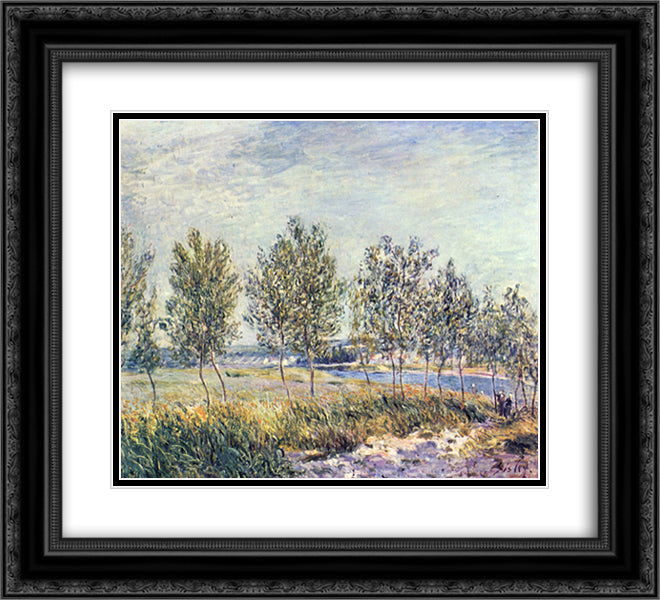Wiese By 22x20 Black Ornate Wood Framed Art Print Poster with Double Matting by Sisley, Alfred