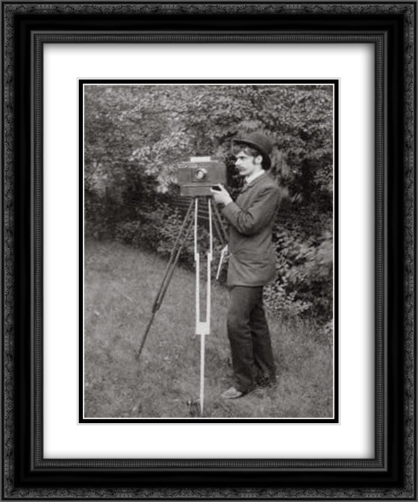 Self-portrait 20x24 Black Ornate Wood Framed Art Print Poster with Double Matting by Stieglitz, Alfred