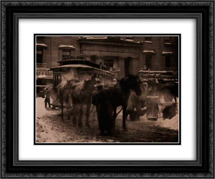 The Terminal 24x20 Black Ornate Wood Framed Art Print Poster with Double Matting by Stieglitz, Alfred