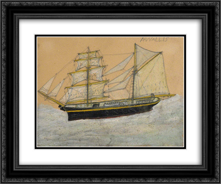 Brigantine with Figurehead 24x20 Black Ornate Wood Framed Art Print Poster with Double Matting by Wallis, Alfred