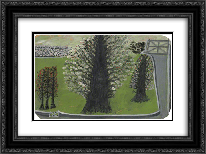 Flowering Trees 24x18 Black Ornate Wood Framed Art Print Poster with Double Matting by Wallis, Alfred
