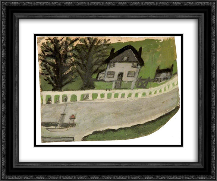 Landscape with a House and Trees 24x20 Black Ornate Wood Framed Art Print Poster with Double Matting by Wallis, Alfred