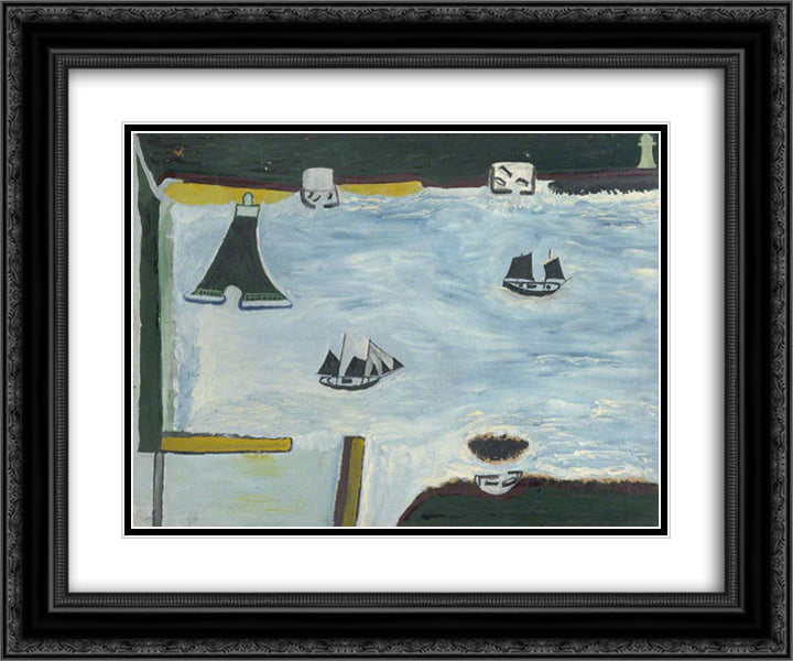 Mount's Bay 24x20 Black Ornate Wood Framed Art Print Poster with Double Matting by Wallis, Alfred