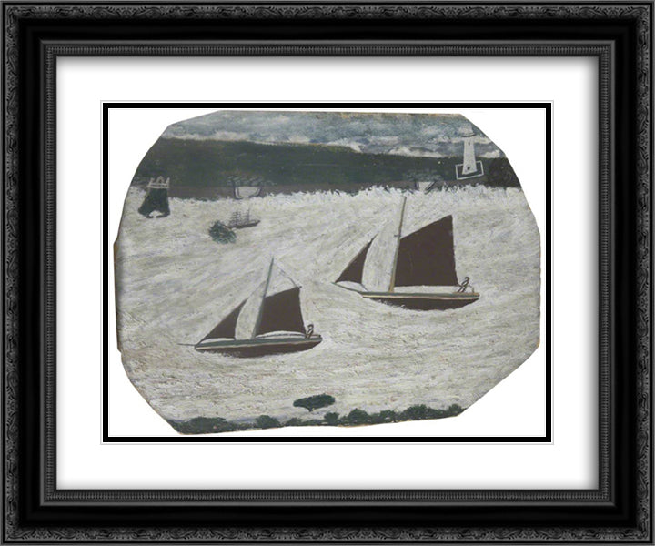 Mount's Bay 24x20 Black Ornate Wood Framed Art Print Poster with Double Matting by Wallis, Alfred