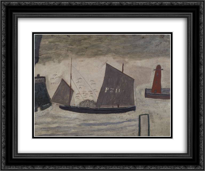 P.Z. 11 24x20 Black Ornate Wood Framed Art Print Poster with Double Matting by Wallis, Alfred