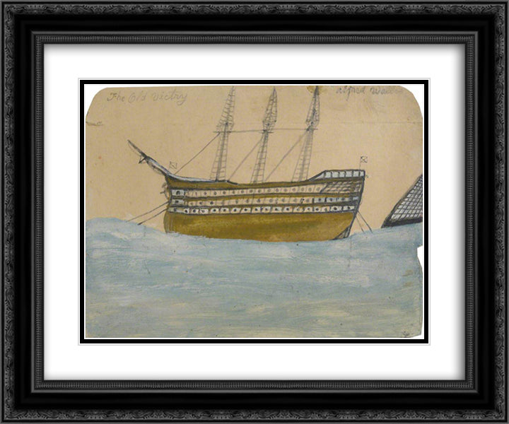 The Old Victry, HMS 'Victory' 24x20 Black Ornate Wood Framed Art Print Poster with Double Matting by Wallis, Alfred