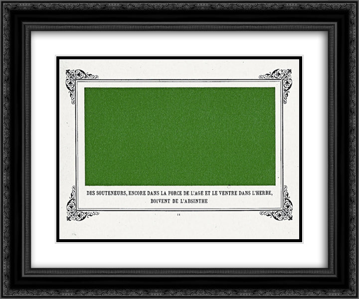 Some Pimps, Known as Green Backs, on their Bellies in the Grass, Drinking Absinthe 24x20 Black Ornate Wood Framed Art Print Poster with Double Matting by Allais, Alphonse