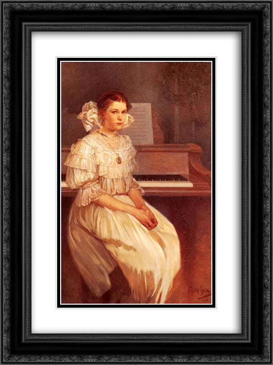 Portrait Of Milada Cerny 18x24 Black Ornate Wood Framed Art Print Poster with Double Matting by Mucha, Alphonse