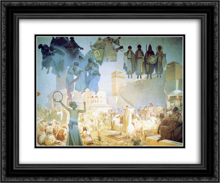 The Introduction of the Slavonic Liturgy 24x20 Black Ornate Wood Framed Art Print Poster with Double Matting by Mucha, Alphonse