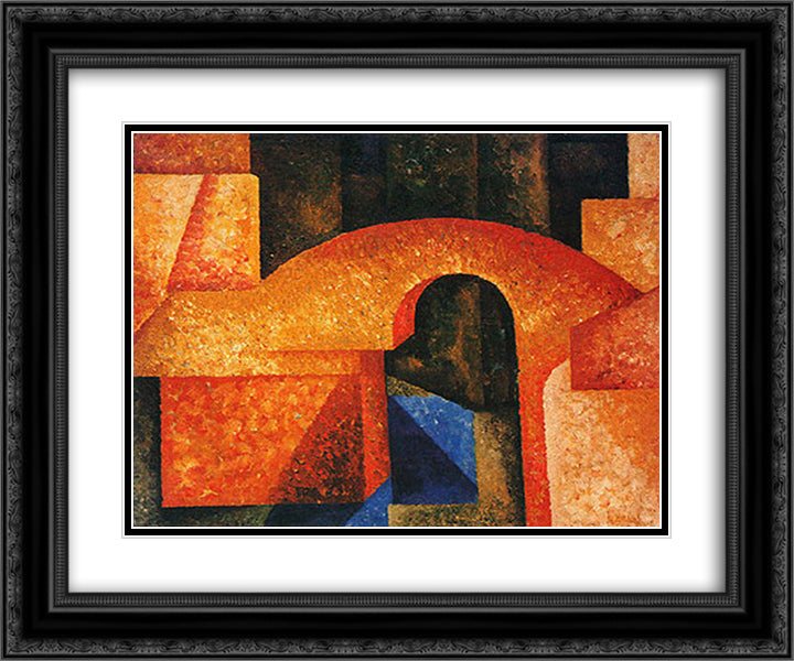 Bridge 24x20 Black Ornate Wood Framed Art Print Poster with Double Matting by Souza Cardoso, Amadeo de