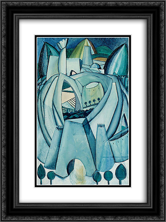 Castle 18x24 Black Ornate Wood Framed Art Print Poster with Double Matting by Souza Cardoso, Amadeo de