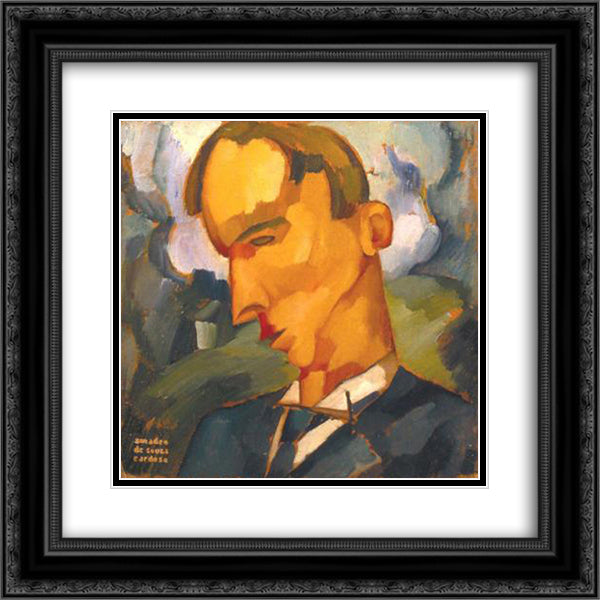 Sorrows, heads 20x20 Black Ornate Wood Framed Art Print Poster with Double Matting by Souza Cardoso, Amadeo de