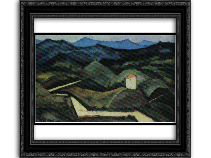 Windmill 24x18 Black Ornate Wood Framed Art Print Poster with Double Matting by Souza Cardoso, Amadeo de